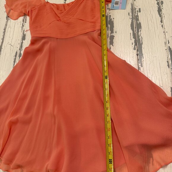 Suzi Chin Silk Dress, Flutter Sleeves Pleated Bodice, Size 6, Maggy Boutique - Picture 6 of 10